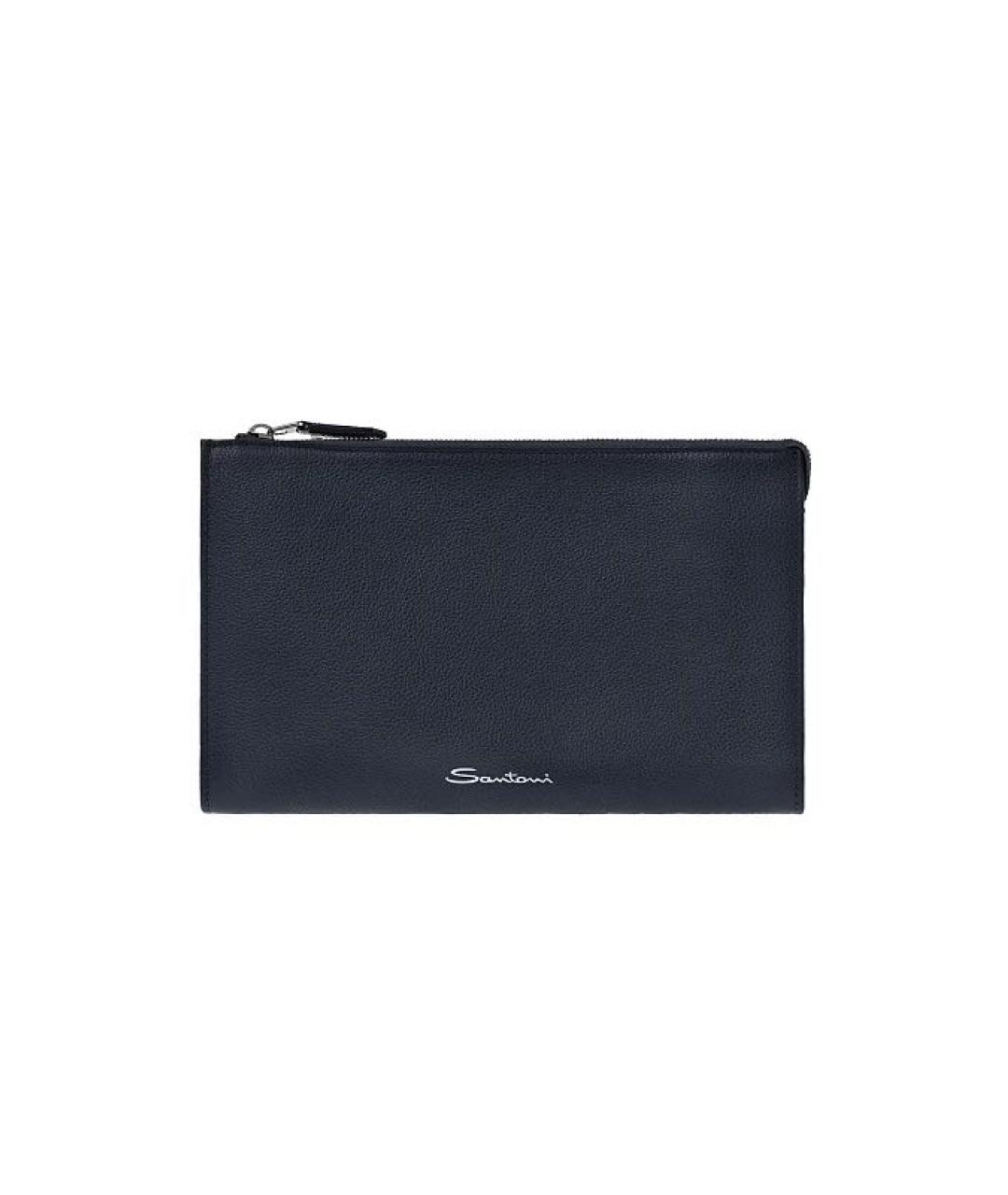 SANTONI Темно-синяя кожаная папка для документов, фото 1