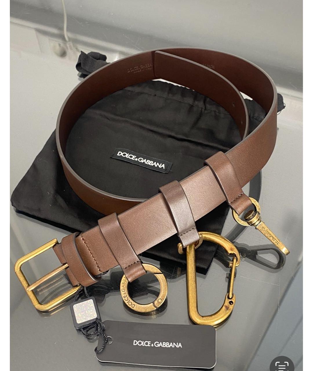 DOLCE&GABBANA Коричневый кожаный ремень, фото 5
