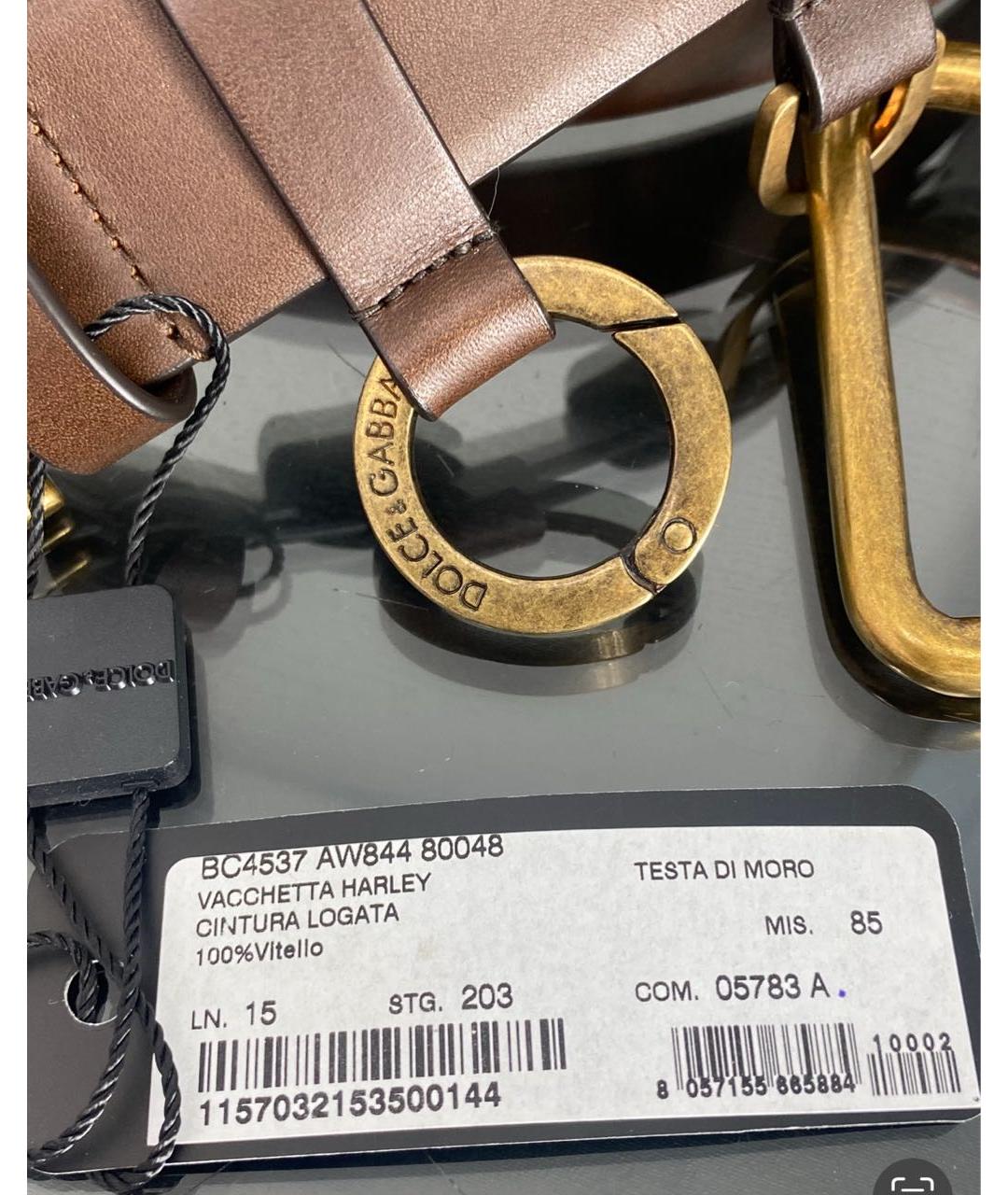 DOLCE&GABBANA Коричневый кожаный ремень, фото 4