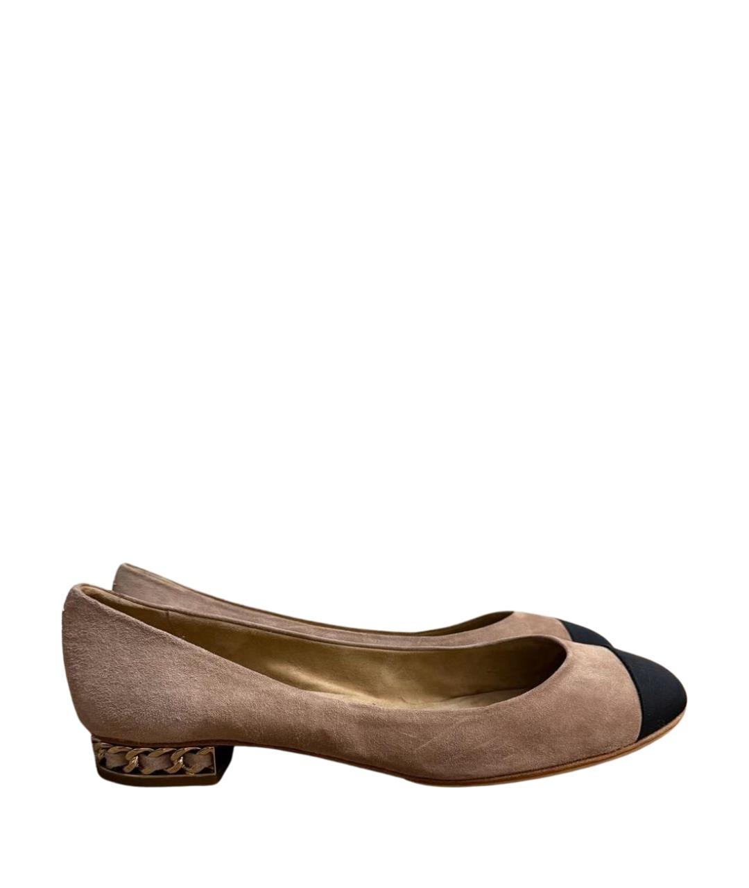 CHANEL Коричневые замшевые балетки, фото 1
