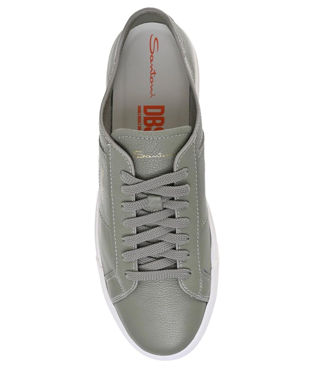 SANTONI Зеленые кожаные низкие кроссовки / кеды, фото 4