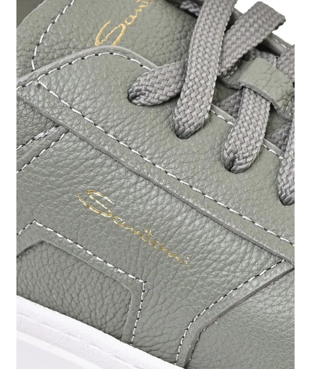 SANTONI Зеленые кожаные низкие кроссовки / кеды, фото 5