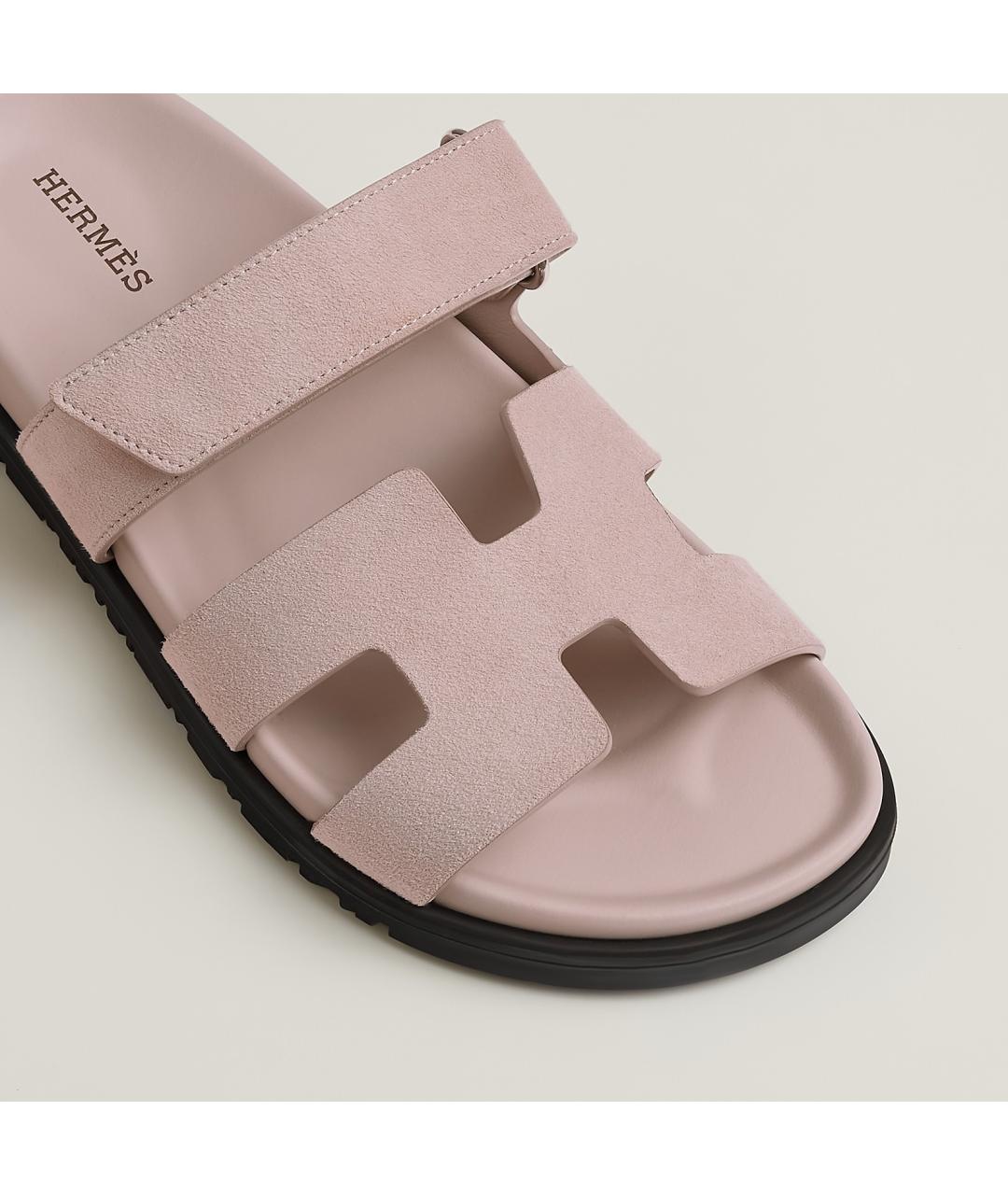 HERMES Розовые кожаные сандалии, фото 5