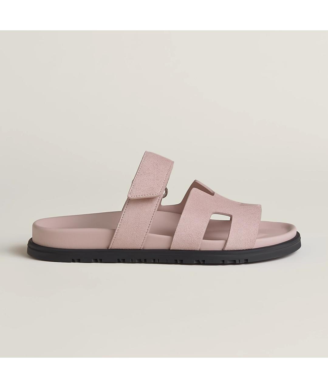 HERMES Розовые кожаные сандалии, фото 6