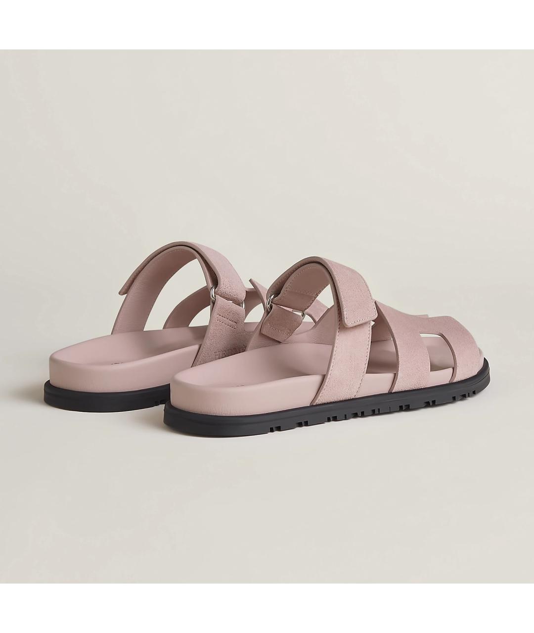 HERMES Розовые кожаные сандалии, фото 4