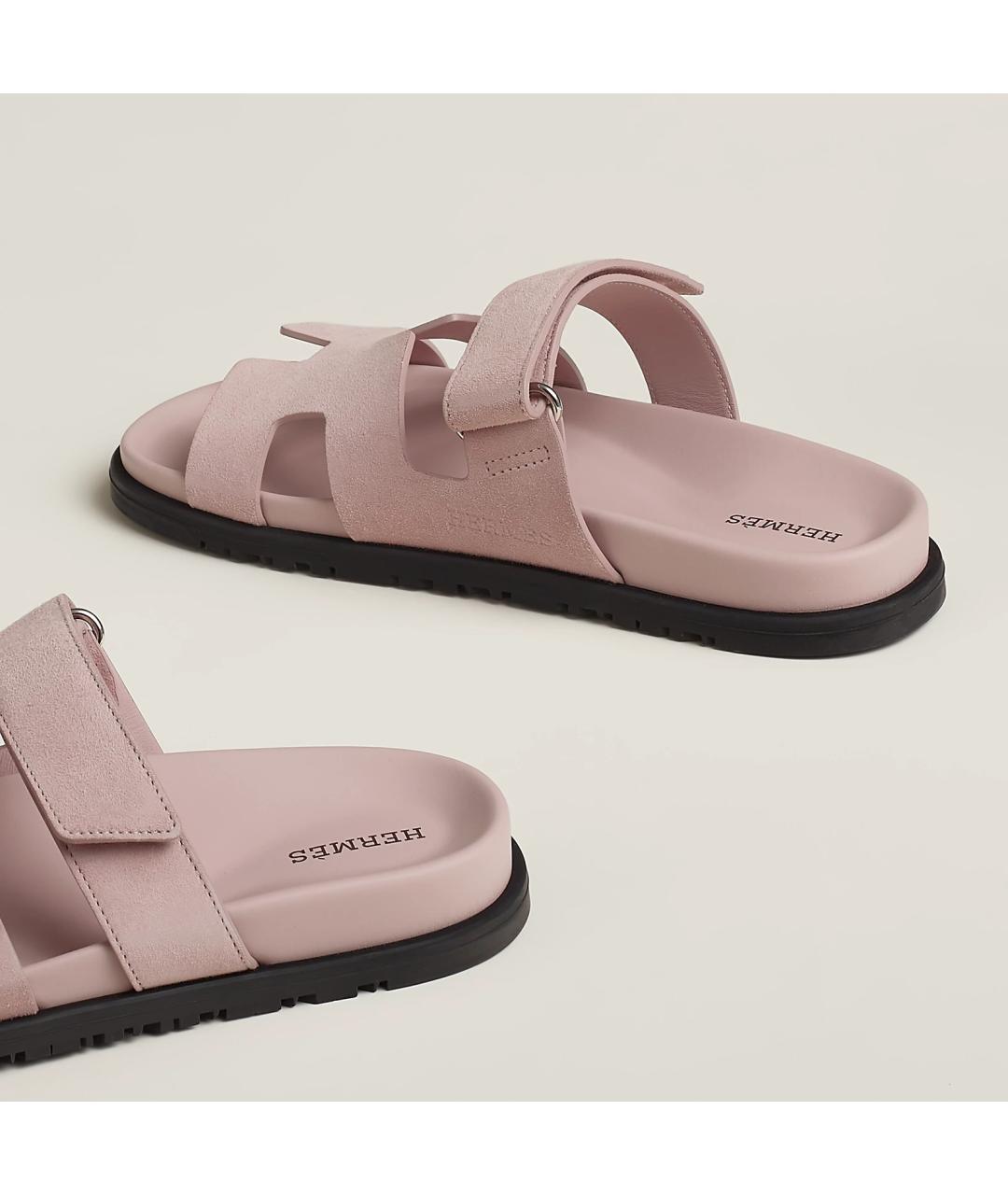 HERMES Розовые кожаные сандалии, фото 3