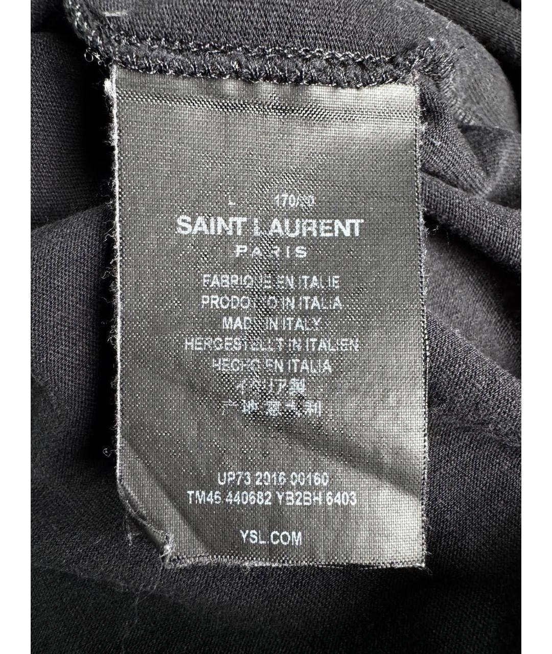SAINT LAURENT Черная хлопковая футболка, фото 5