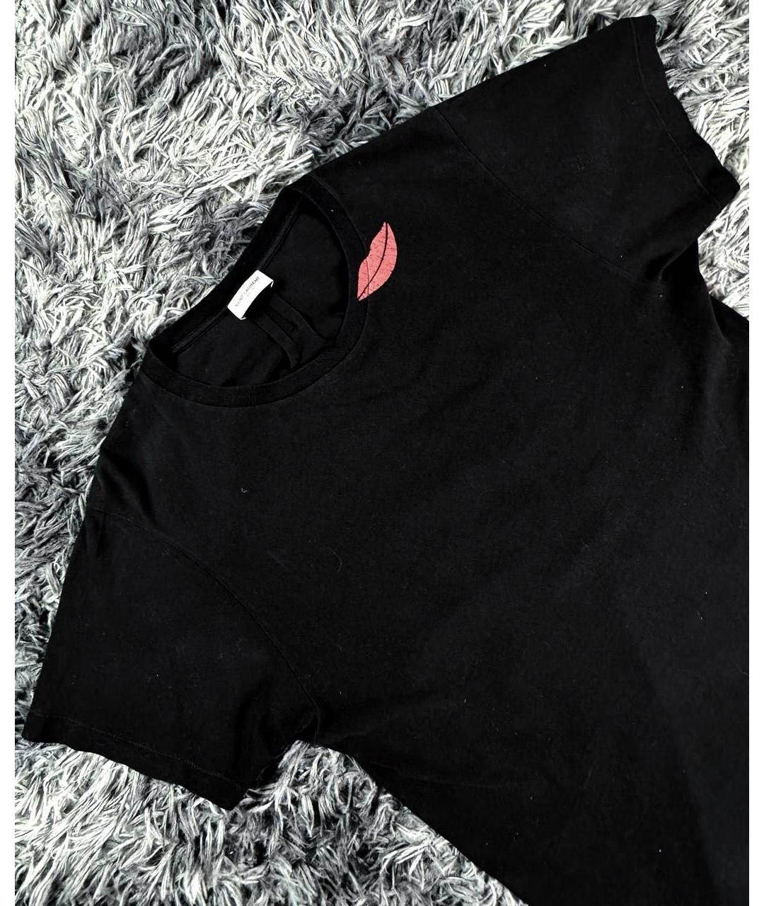 SAINT LAURENT Черная хлопковая футболка, фото 4