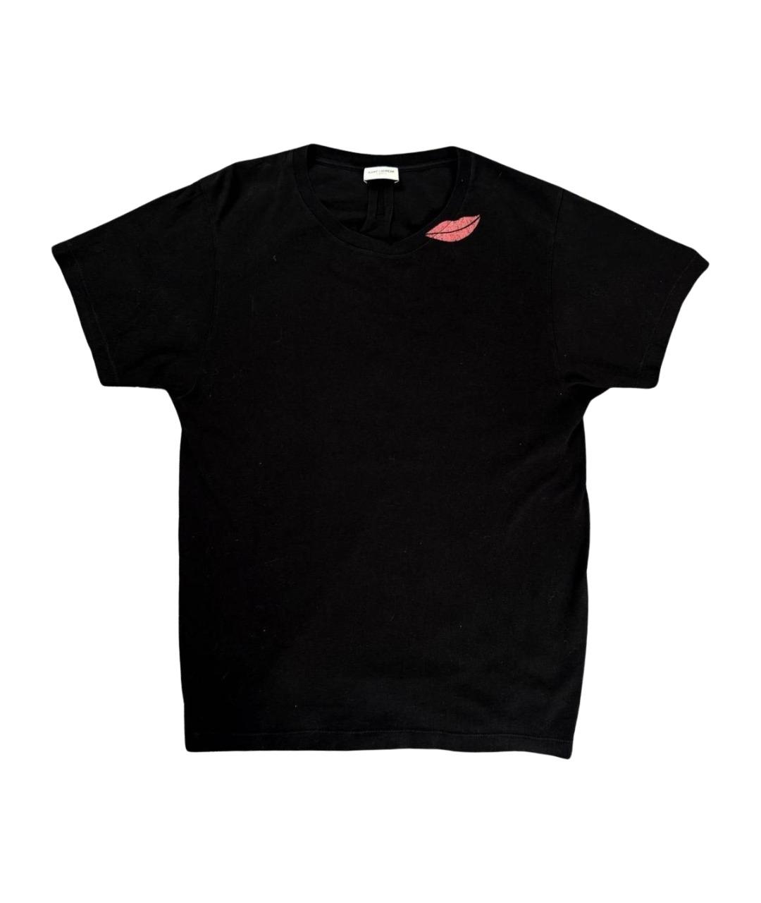 SAINT LAURENT Черная хлопковая футболка, фото 1