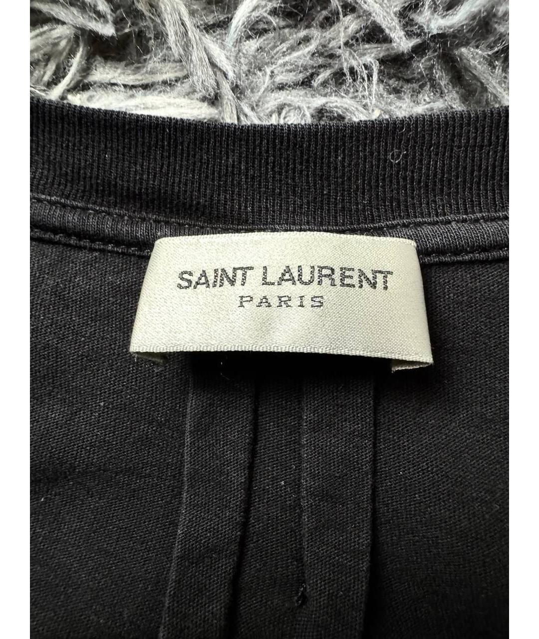 SAINT LAURENT Черная хлопковая футболка, фото 7