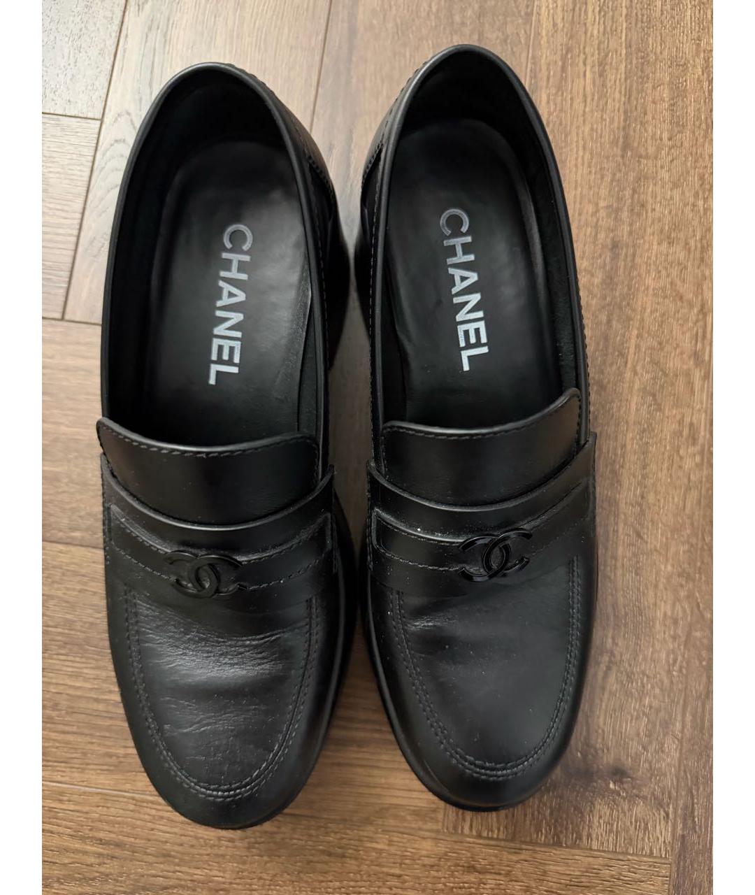CHANEL Черные кожаные лоферы, фото 5
