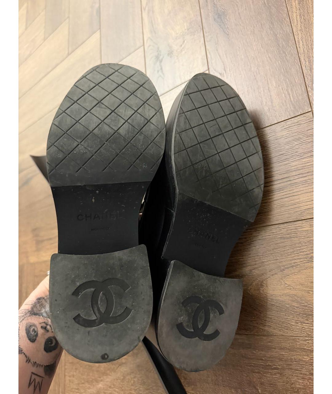 CHANEL Черные кожаные лоферы, фото 4