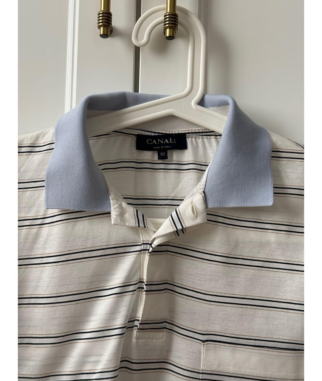 CANALI Белое хлопковое поло с коротким рукавом, фото 3