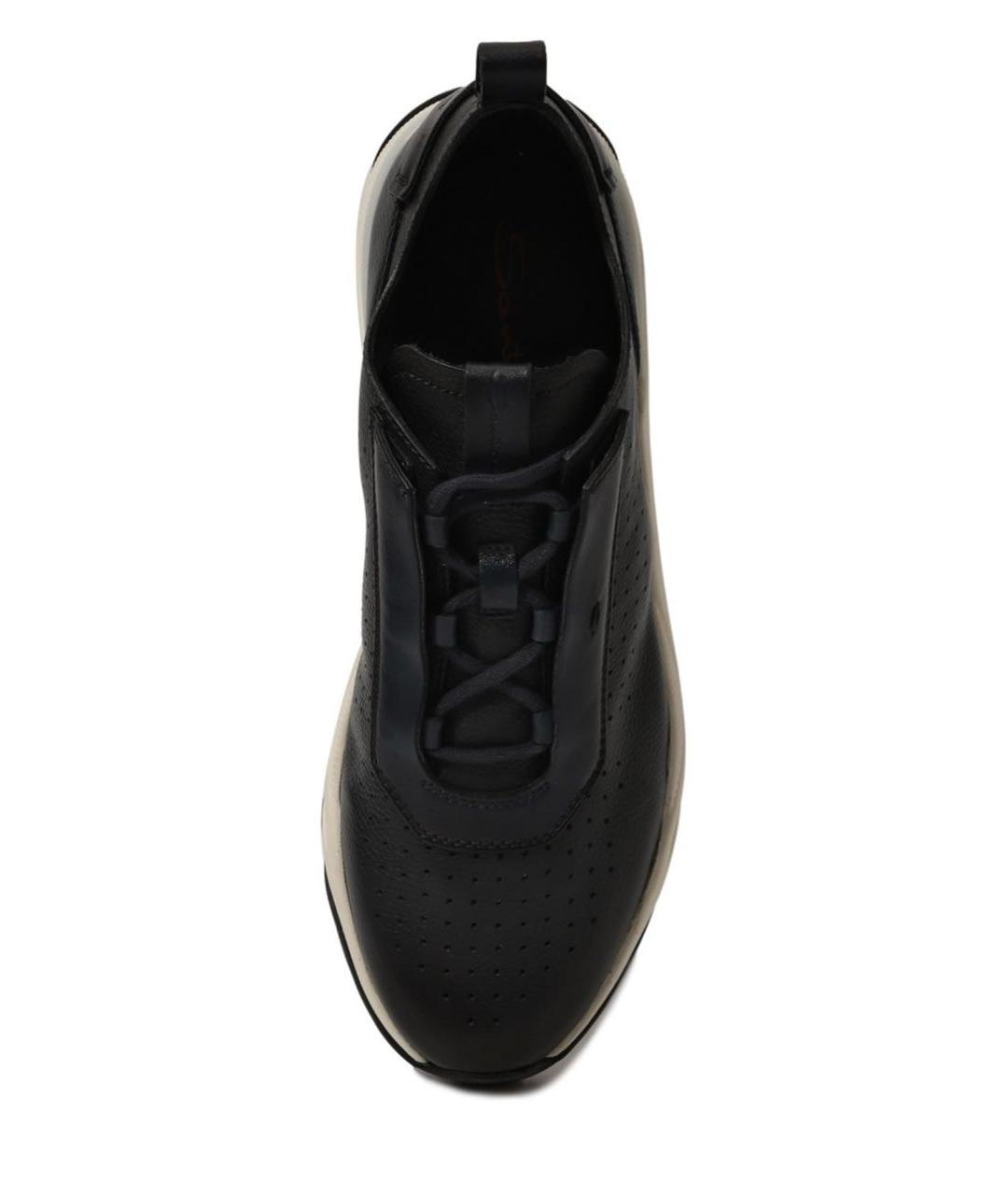 SANTONI Темно-синие кожаные низкие кроссовки / кеды, фото 3