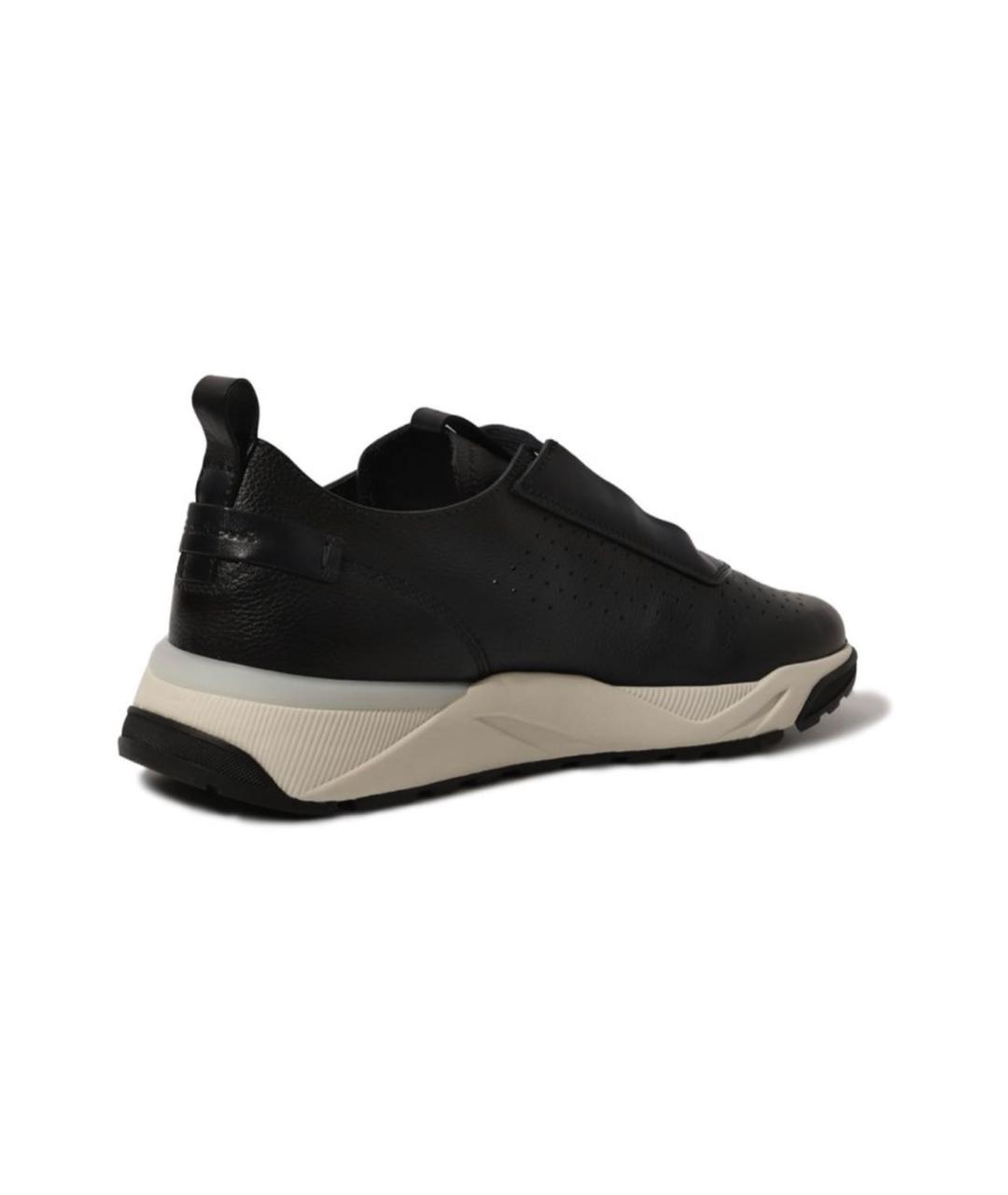 SANTONI Темно-синие кожаные низкие кроссовки / кеды, фото 4