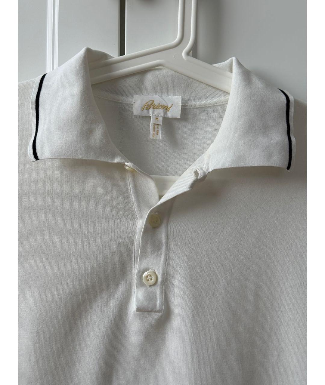BRIONI Белое хлопковое поло с коротким рукавом, фото 3