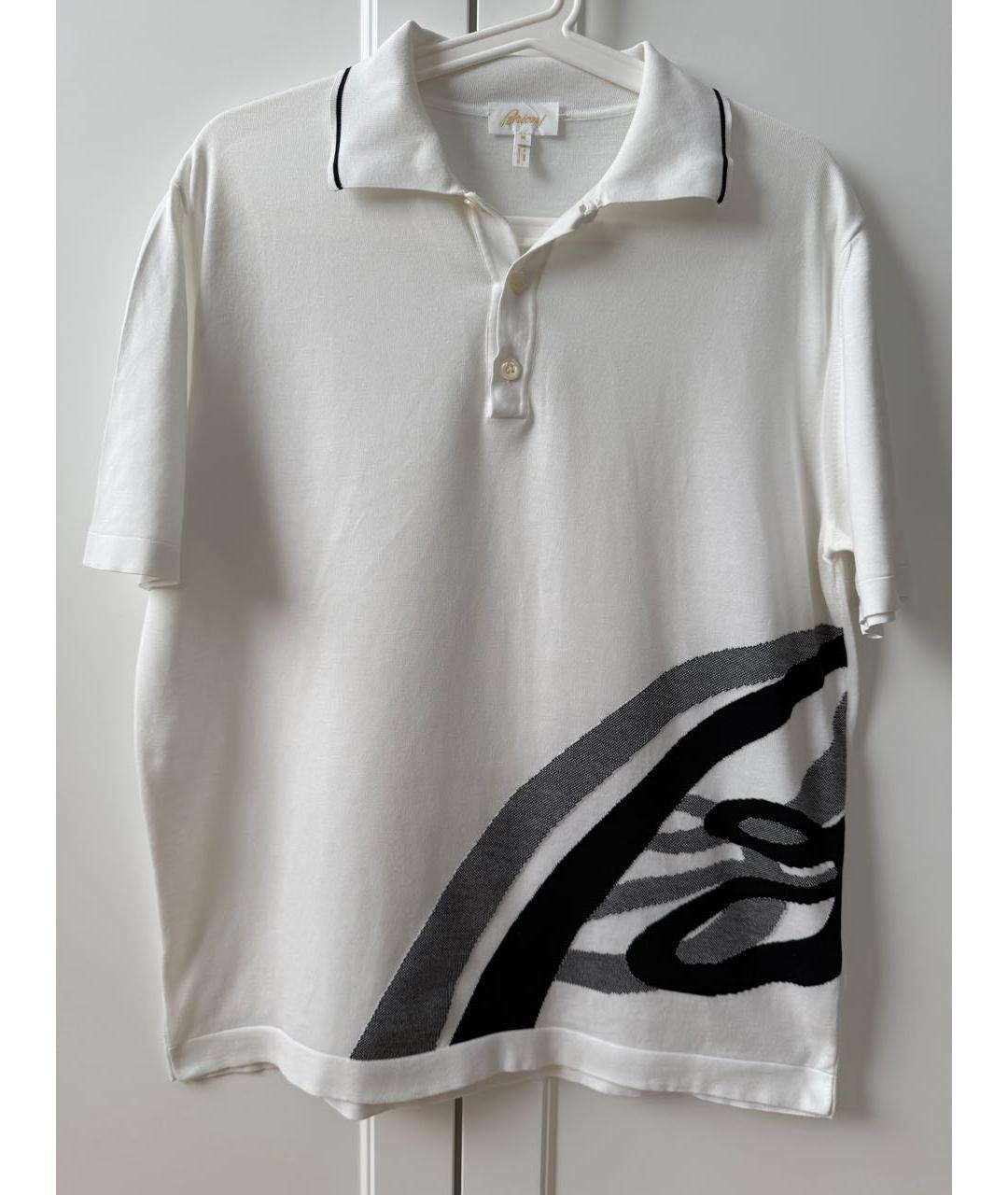 BRIONI Белое хлопковое поло с коротким рукавом, фото 5