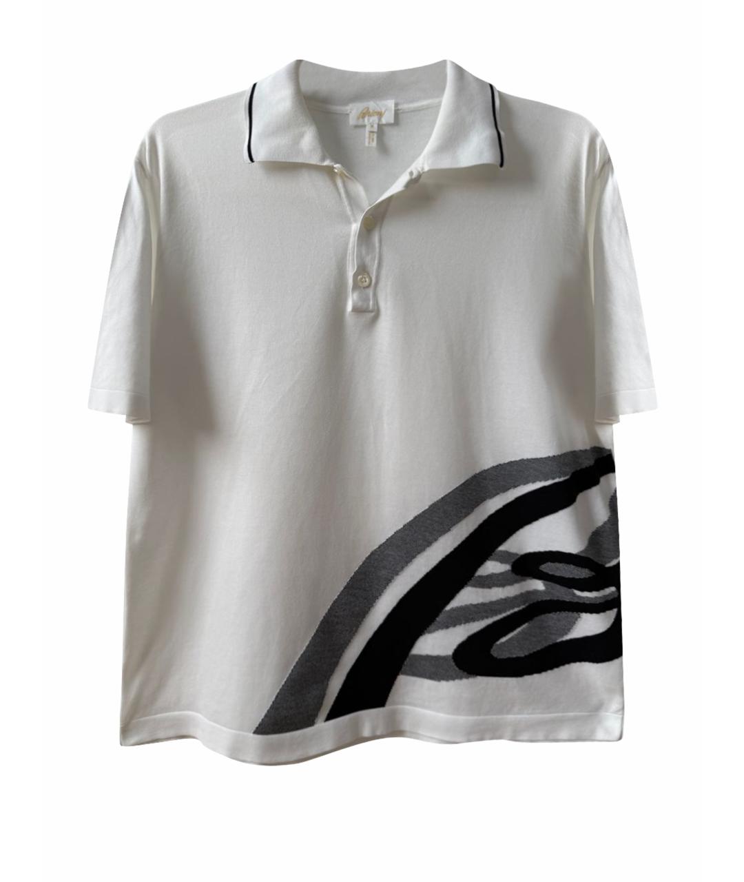 BRIONI Белое хлопковое поло с коротким рукавом, фото 1