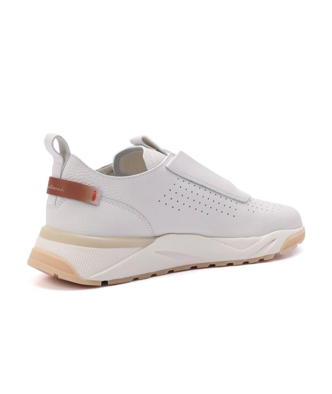 SANTONI Белые кожаные низкие кроссовки / кеды, фото 4