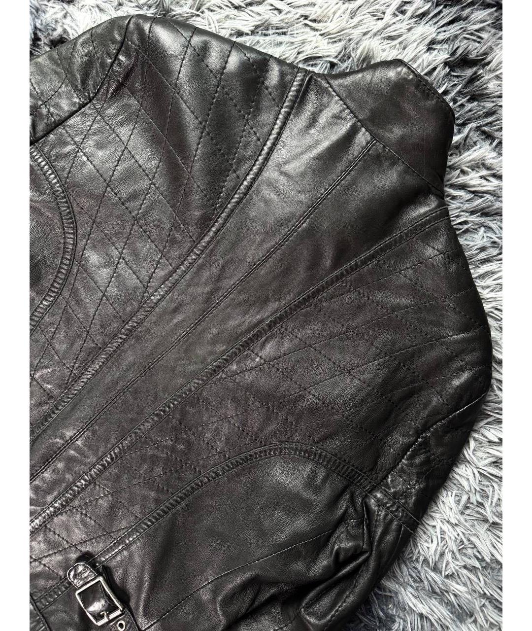 JUST CAVALLI Черная кожаная куртка, фото 3