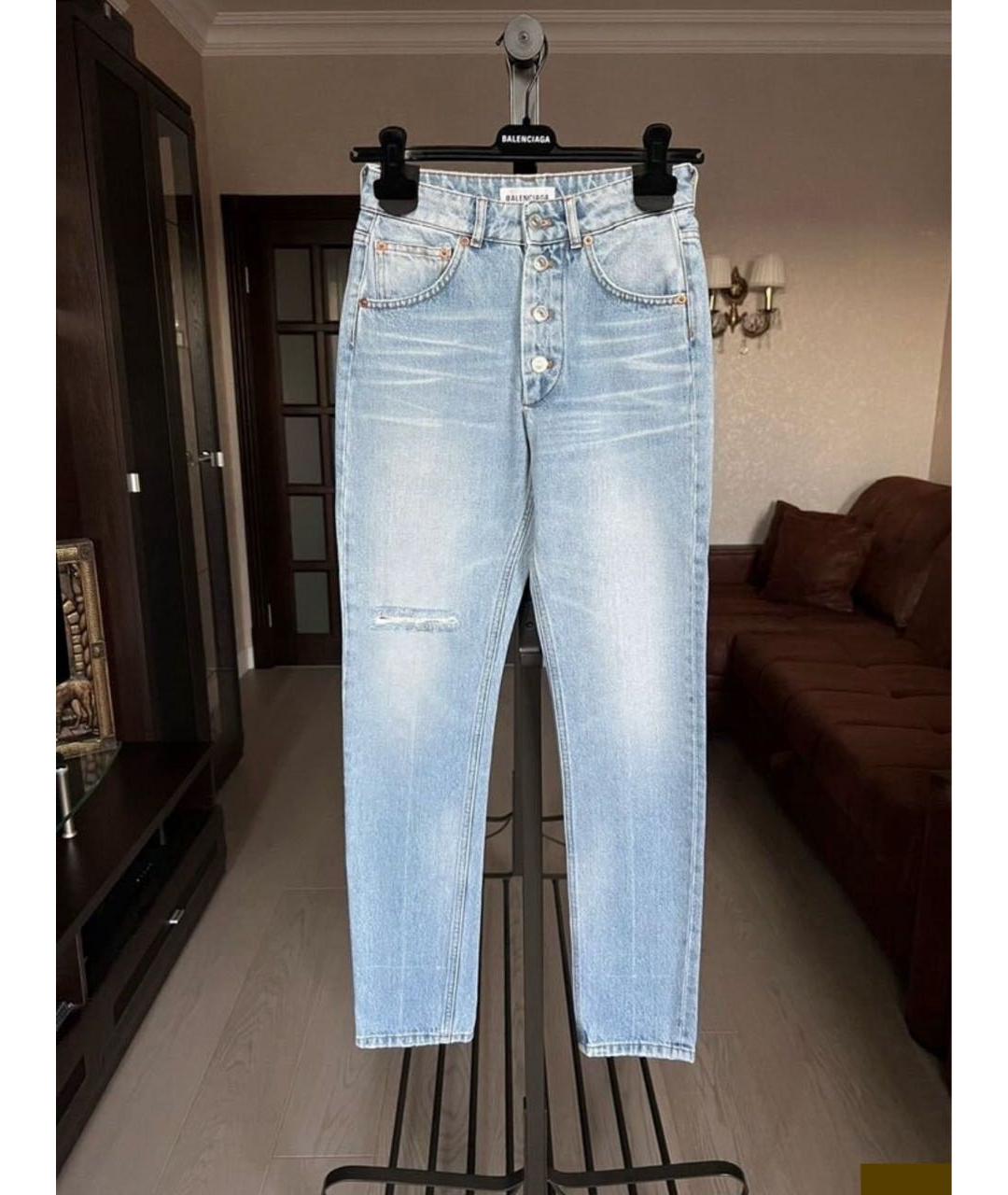 BALENCIAGA Голубые хлопковые джинсы слим, фото 6