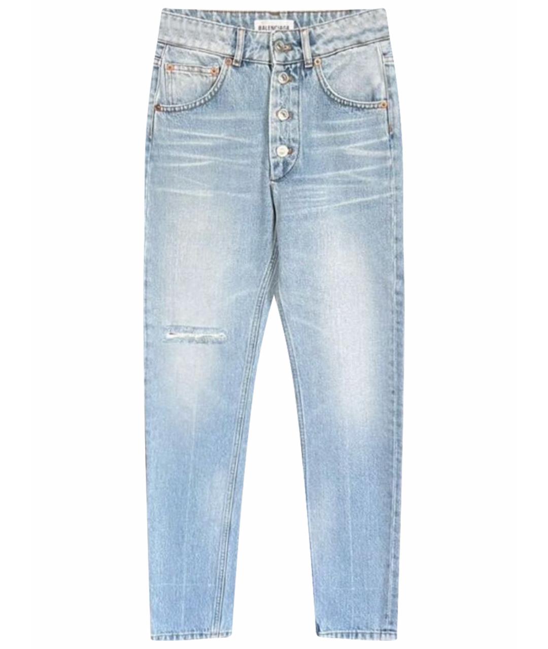 BALENCIAGA Голубые хлопковые джинсы слим, фото 1