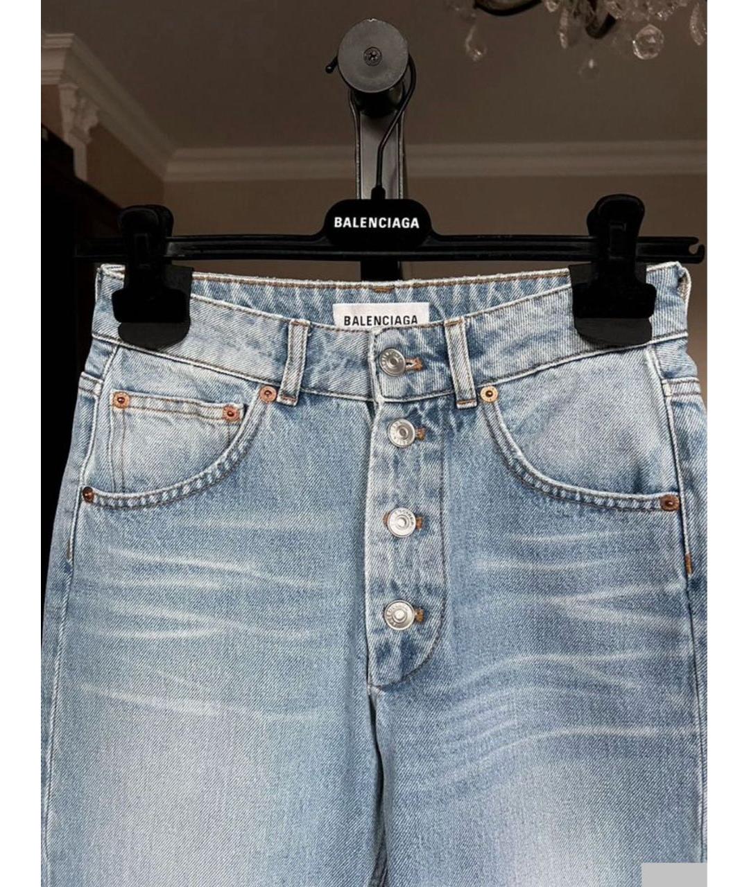 BALENCIAGA Голубые хлопковые джинсы слим, фото 4