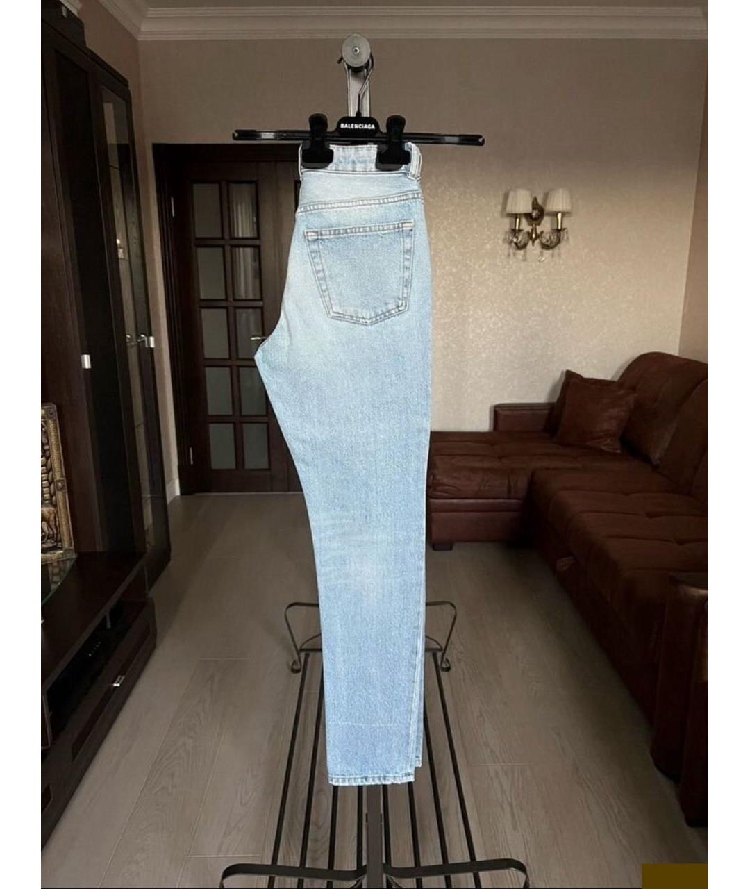 BALENCIAGA Голубые хлопковые джинсы слим, фото 3