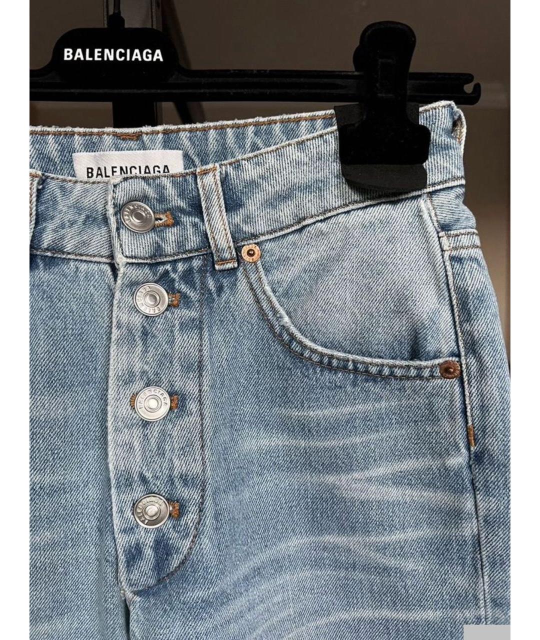 BALENCIAGA Голубые хлопковые джинсы слим, фото 5