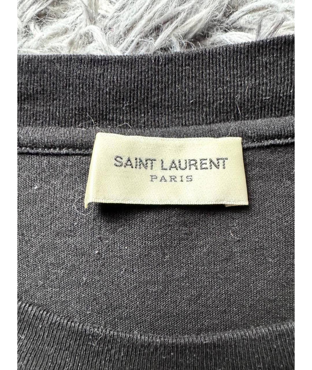 SAINT LAURENT Черная хлопковая футболка, фото 5