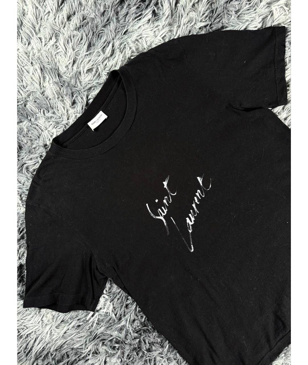 SAINT LAURENT Черная хлопковая футболка, фото 4