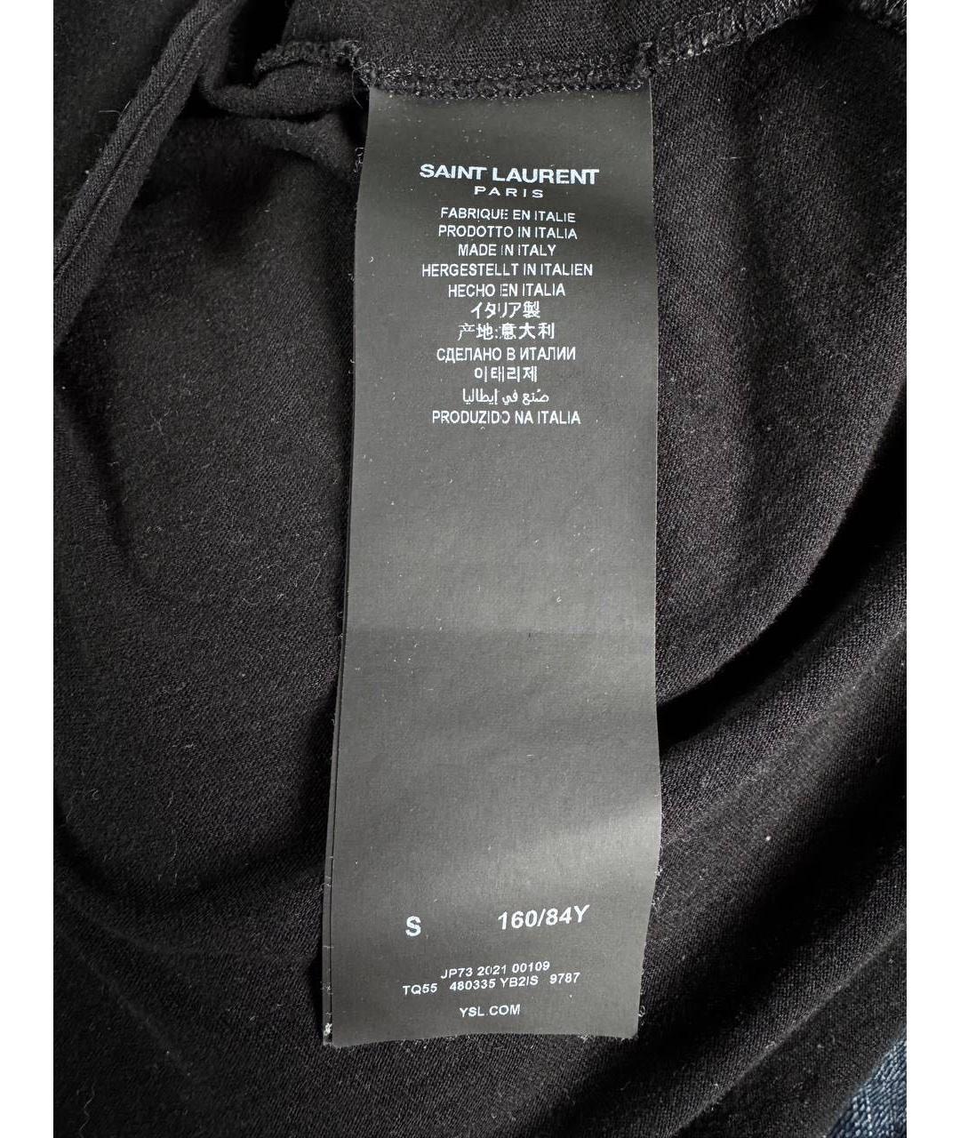 SAINT LAURENT Черная хлопковая футболка, фото 6