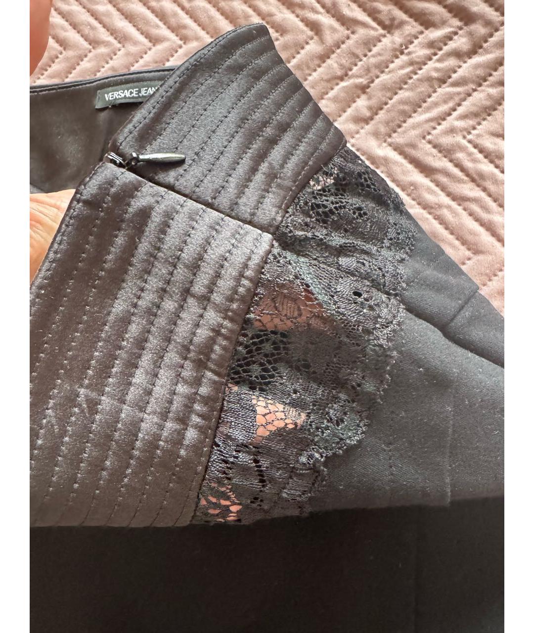 VERSACE JEANS COUTURE Черная хлопко-эластановая юбка миди, фото 7