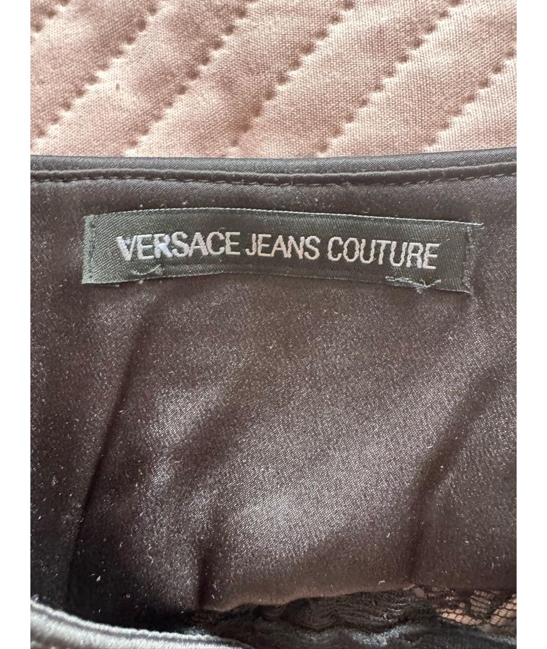 VERSACE JEANS COUTURE Черная хлопко-эластановая юбка миди, фото 6