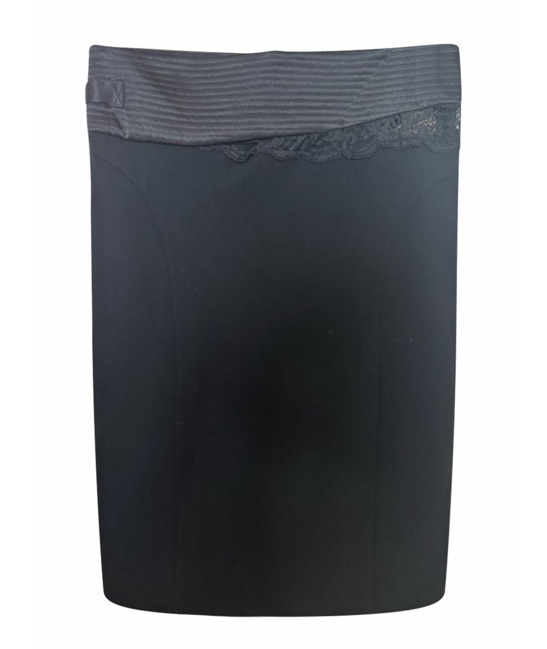 VERSACE JEANS COUTURE Черная хлопко-эластановая юбка миди, фото 1