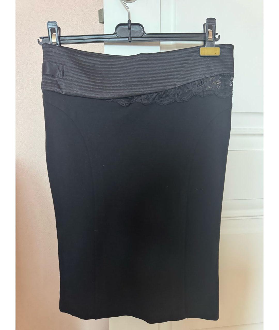 VERSACE JEANS COUTURE Черная хлопко-эластановая юбка миди, фото 9