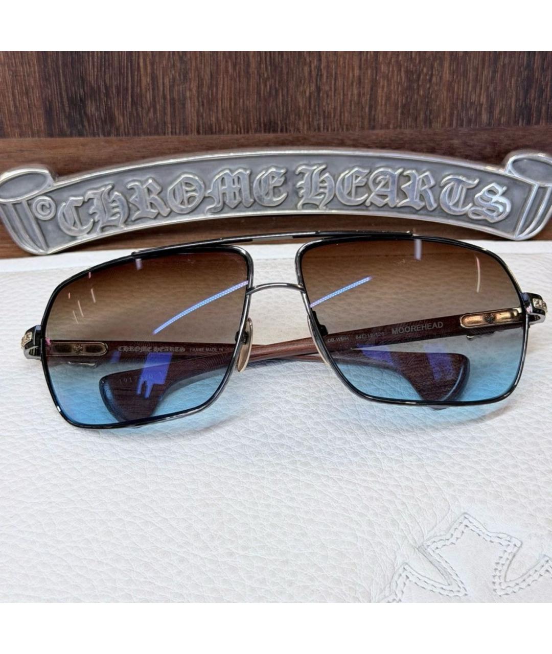 CHROME HEARTS Черные деревянные солнцезащитные очки, фото 6