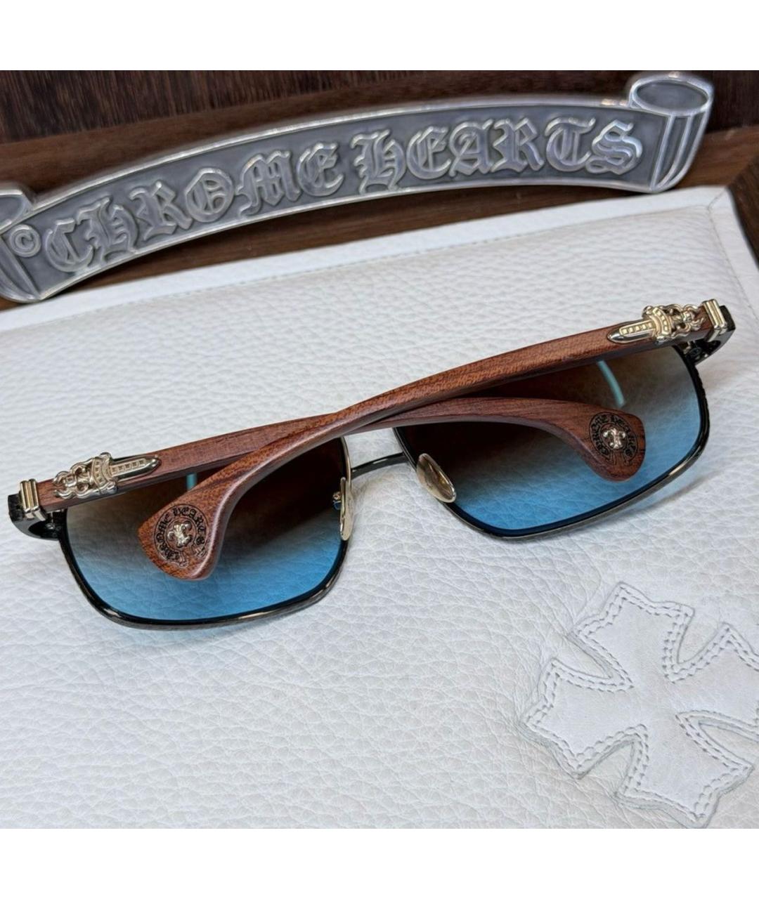 CHROME HEARTS Черные деревянные солнцезащитные очки, фото 2