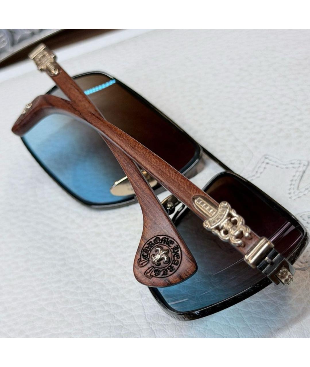 CHROME HEARTS Черные деревянные солнцезащитные очки, фото 4
