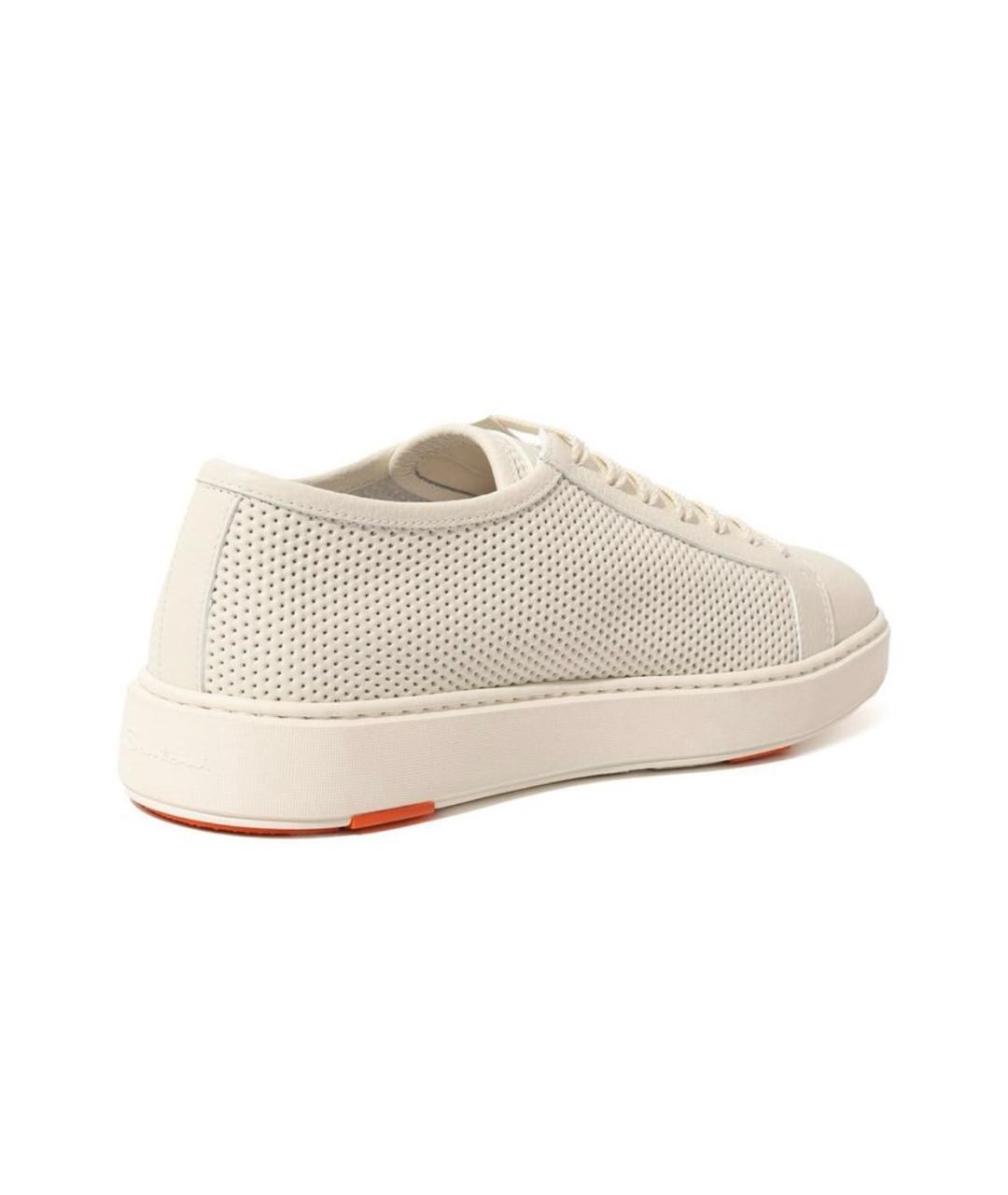 SANTONI Белые кожаные низкие кроссовки / кеды, фото 4