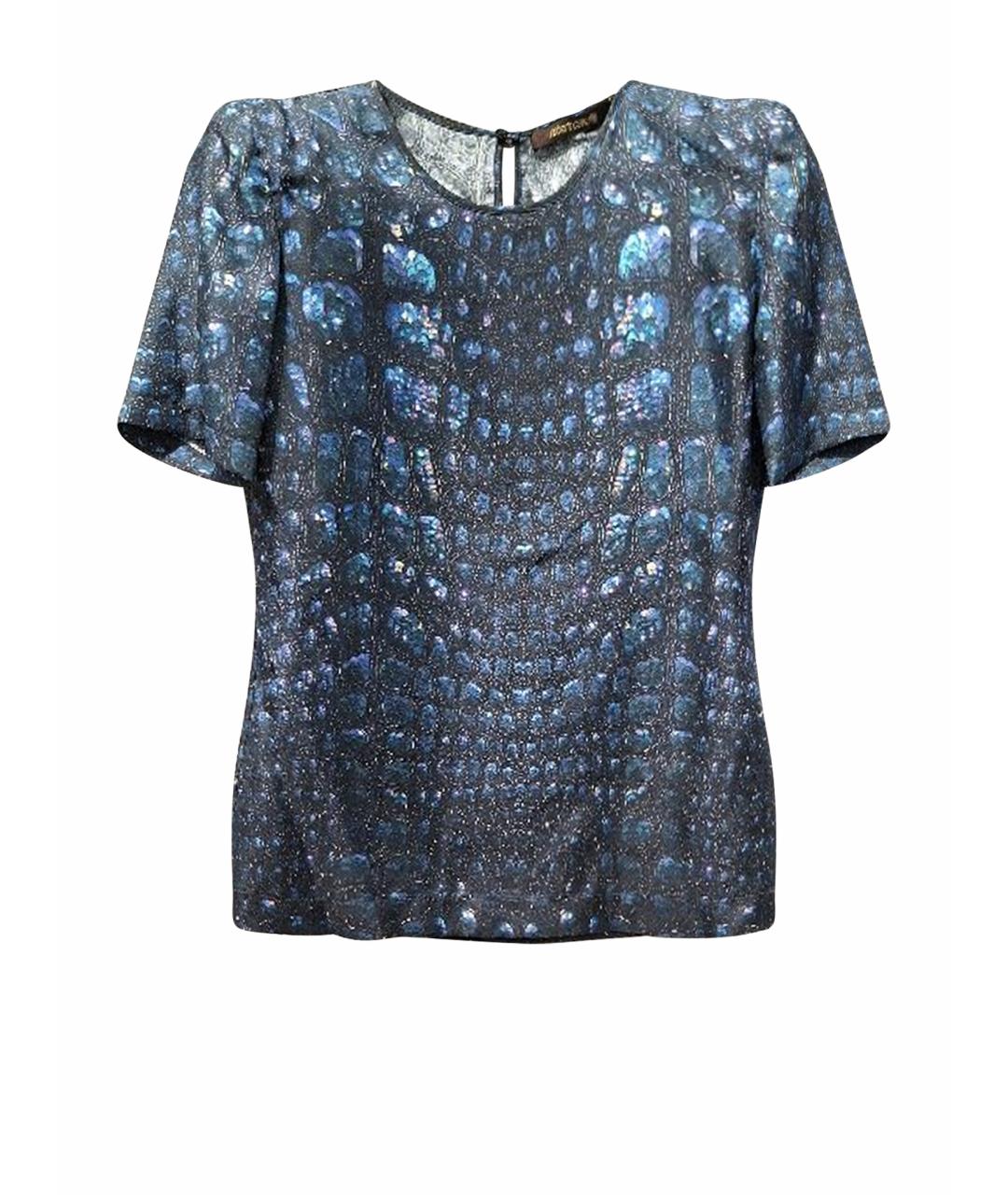 ROBERTO CAVALLI Темно-синяя шелковая блузы, фото 1