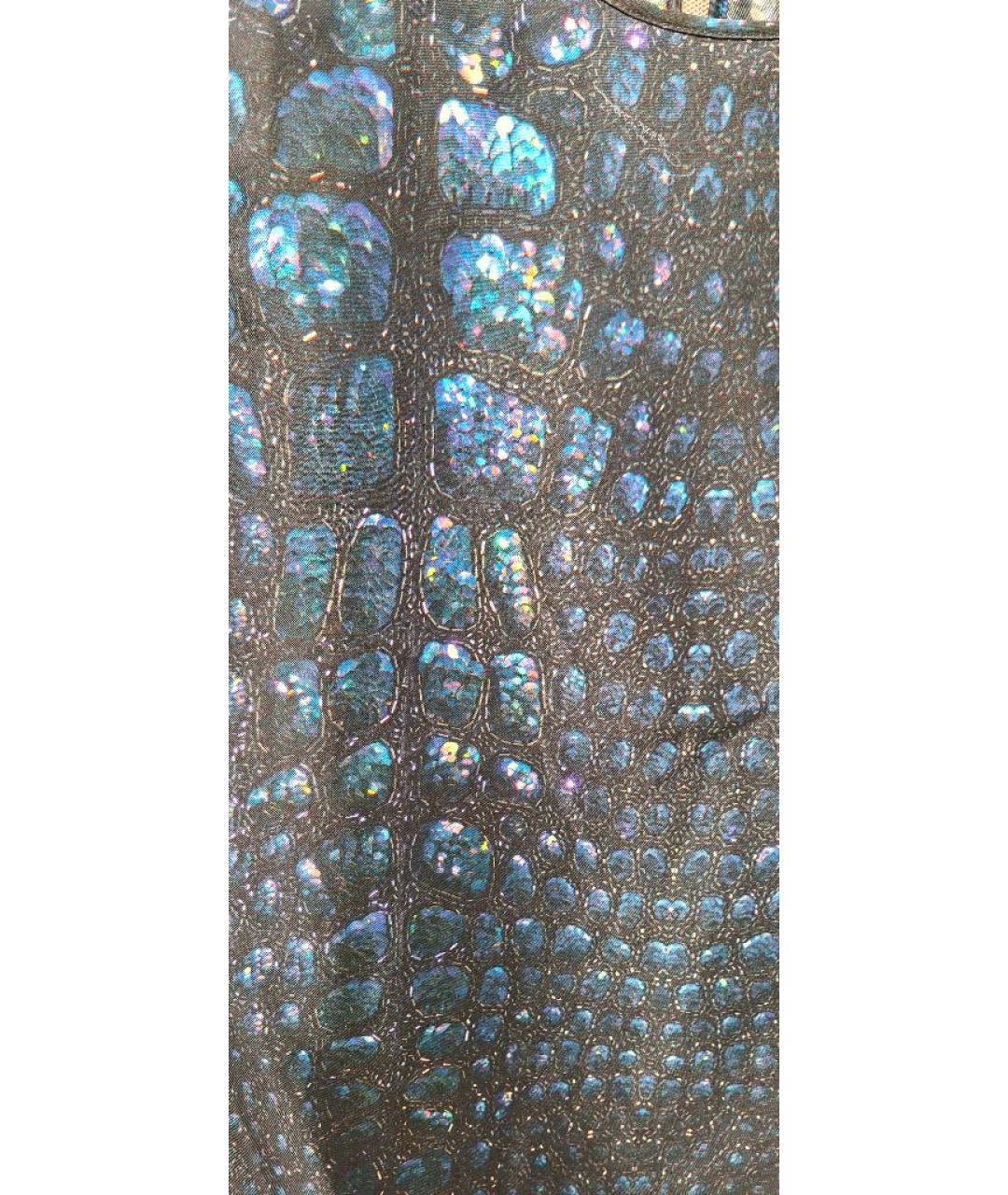 ROBERTO CAVALLI Темно-синяя шелковая блузы, фото 4