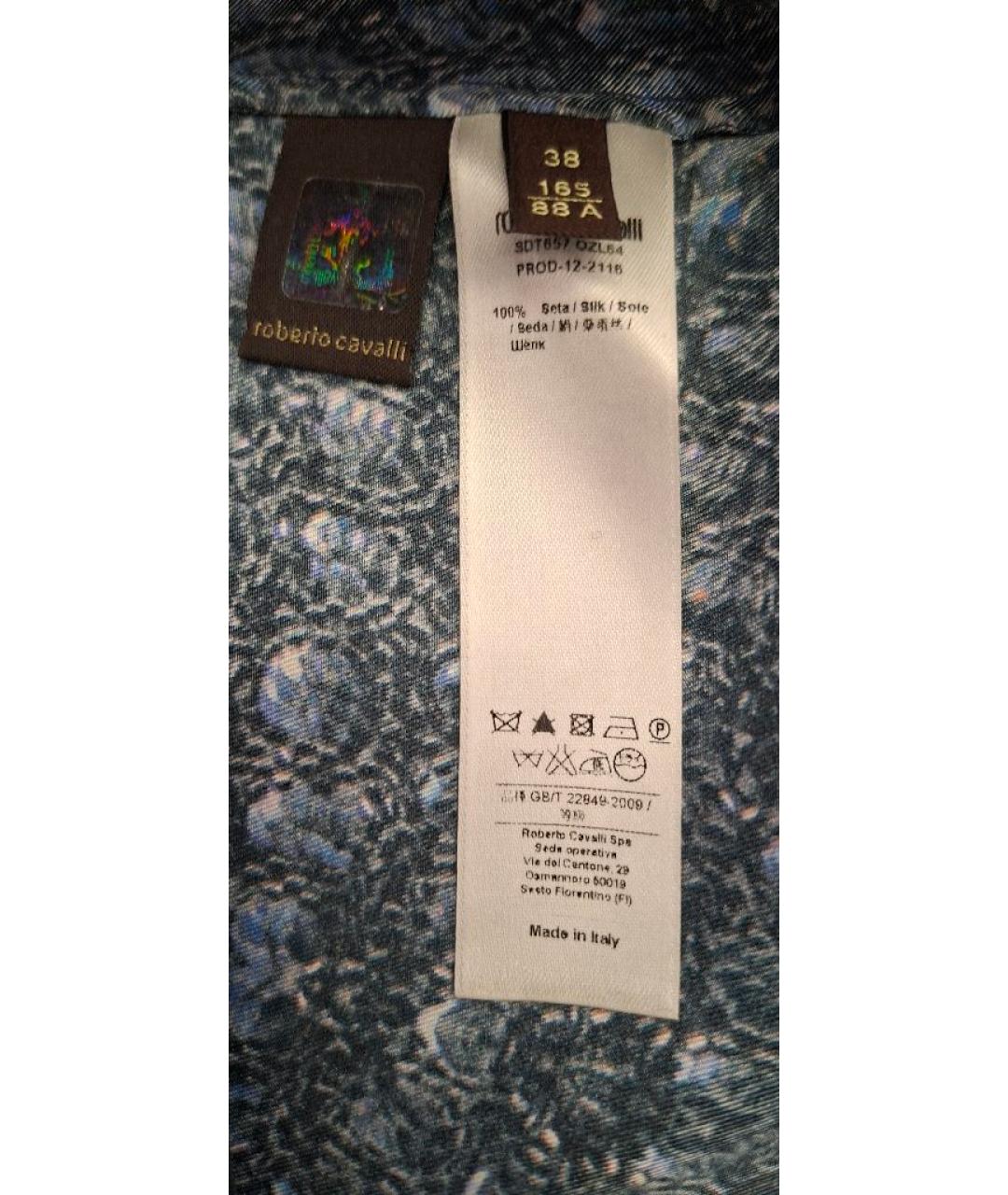 ROBERTO CAVALLI Темно-синяя шелковая блузы, фото 5