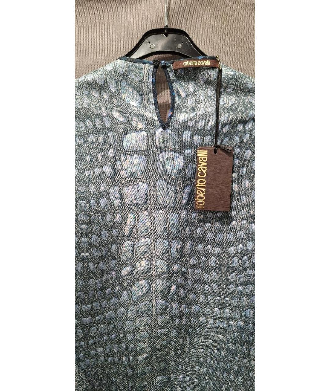 ROBERTO CAVALLI Темно-синяя шелковая блузы, фото 3