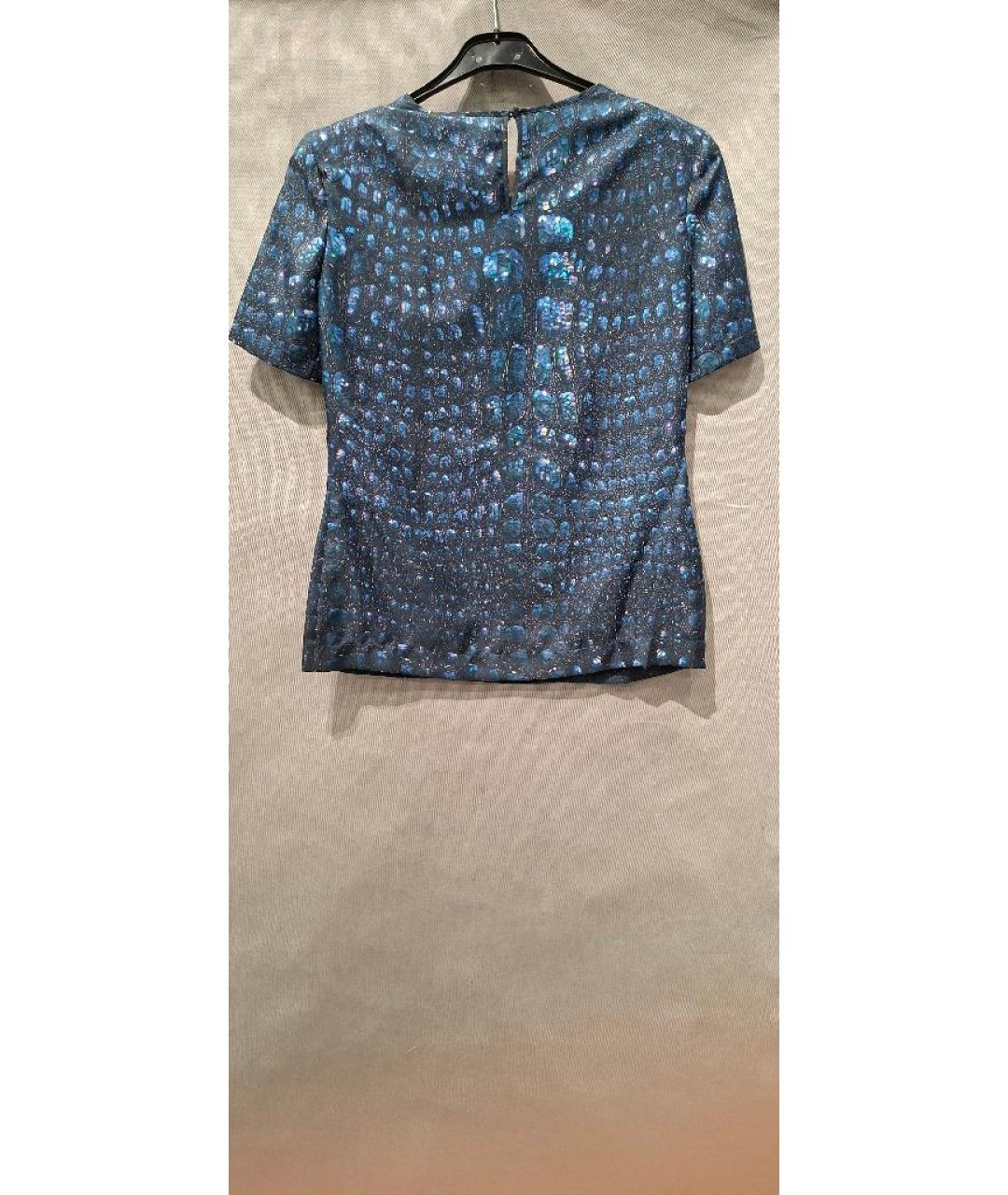 ROBERTO CAVALLI Темно-синяя шелковая блузы, фото 2