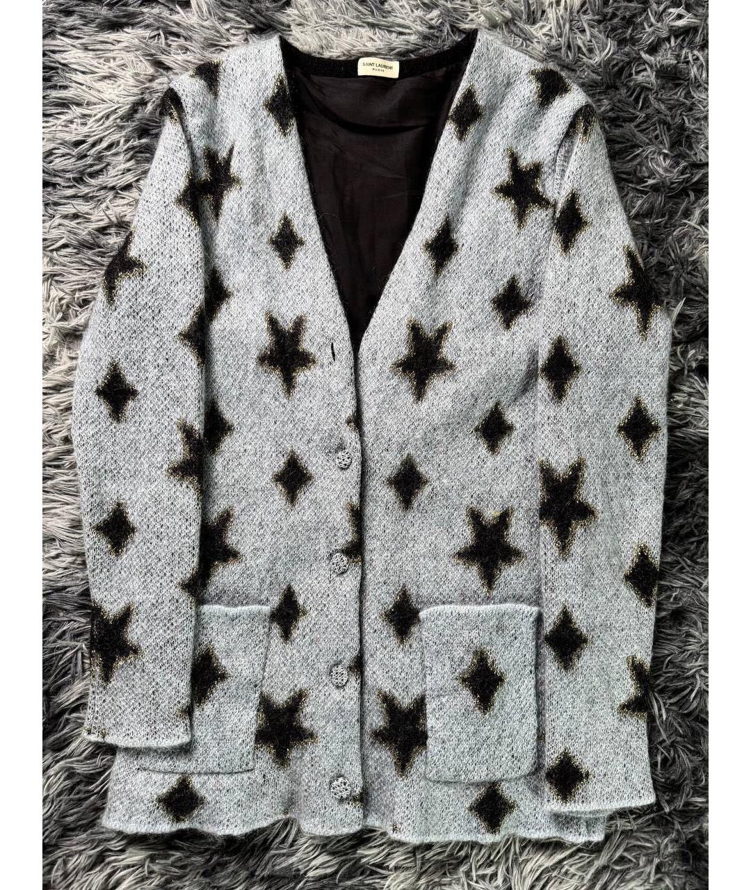 SAINT LAURENT Голубой шерстяной кардиган, фото 7