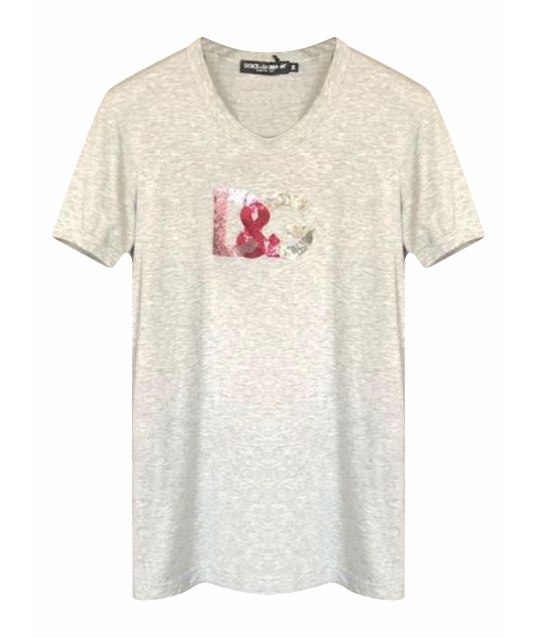DOLCE&GABBANA Серая хлопковая футболка, фото 1