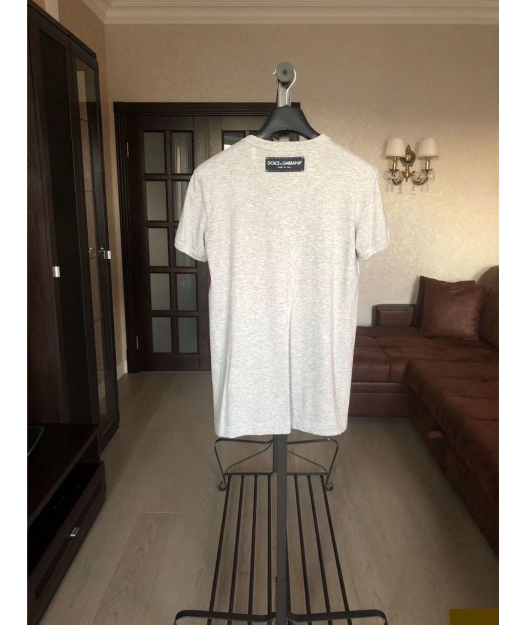 DOLCE&GABBANA Серая хлопковая футболка, фото 7