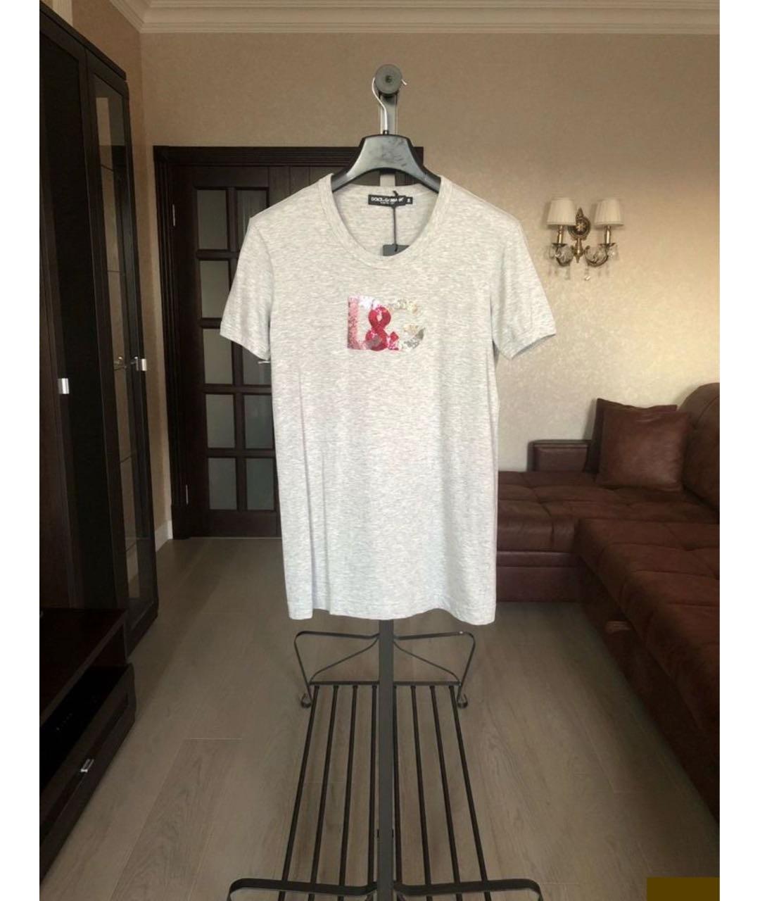 DOLCE&GABBANA Серая хлопковая футболка, фото 6