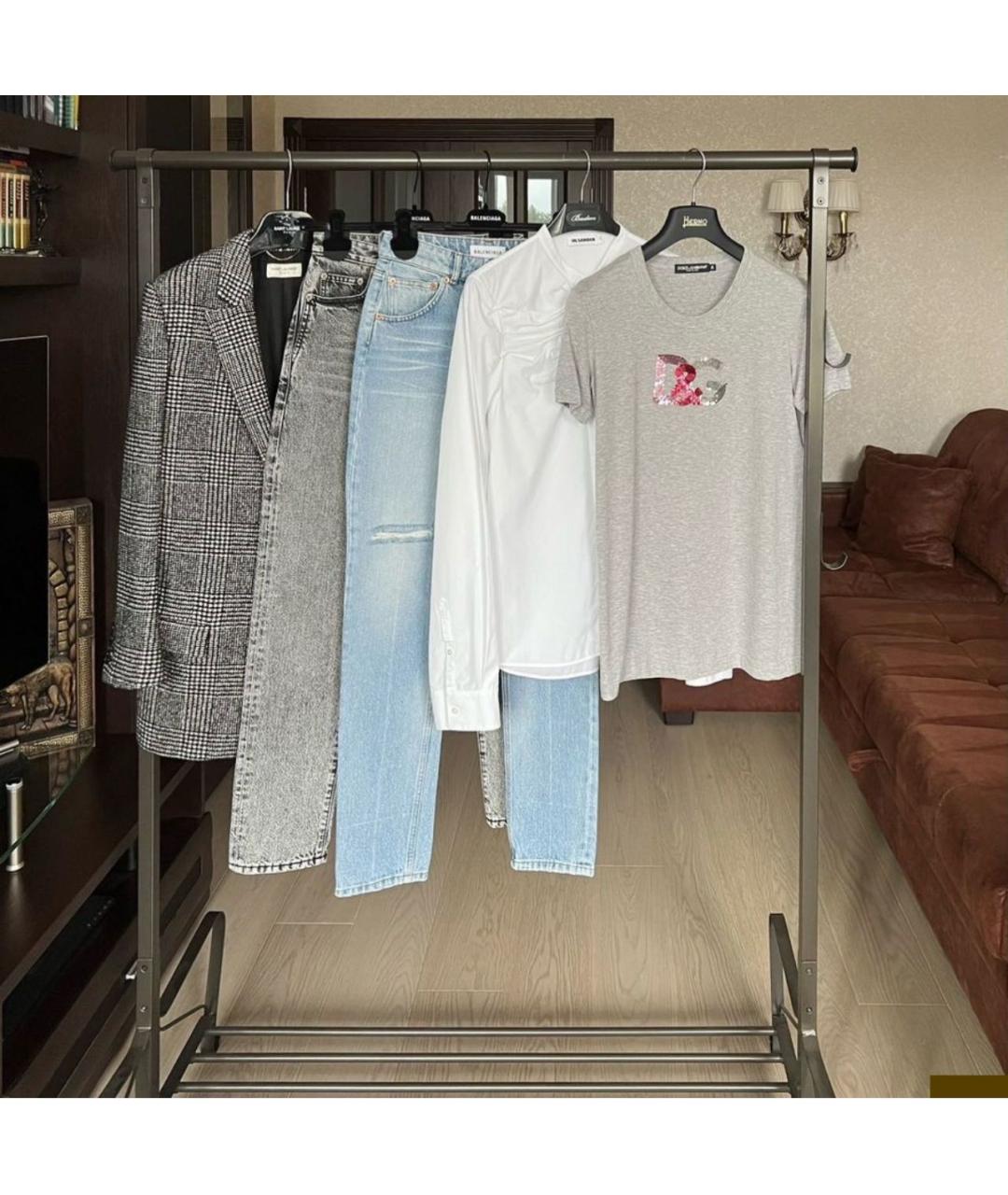 DOLCE&GABBANA Серая хлопковая футболка, фото 3